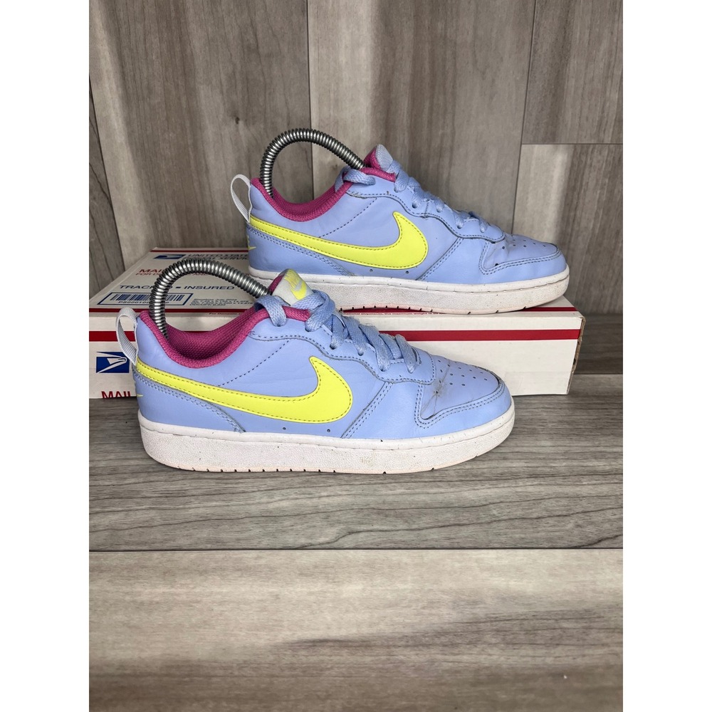 Nike Court Borough Low 2 Kids 3.5Y Blue Yellow BQ5448-405 Sneakers Cool